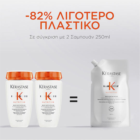 Kérastase Bain Satin Riche Refill Refill Σαμπουάν κατά του Κνησμού για Ξηρά Μαλλιά Μαλλιά 500ml