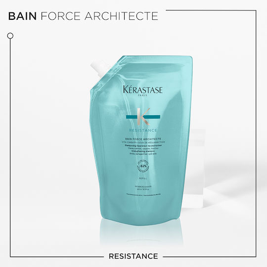 Kérastase Resistance Bain Force Architecte Refill Σαμπουάν Αναδόμησης/Θρέψης & Ενυδάτωσης για Ταλαιπωρημένα Μαλλιά 500ml