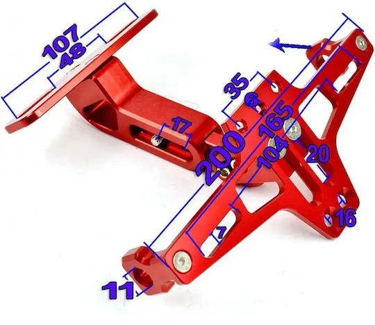 Foldable Motorcycle License Plate Holder for Folding License Plate Holder Universal DX-60 Blue