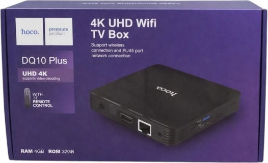 Hoco TV Box DQ10 Plus 4K UHD με WiFi USB 2.0 4GB RAM και 32GB Αποθηκευτικό Χώρο με Λειτουργικό Android 12.0