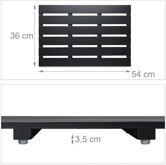 Relaxdays Wooden Bath Mat Black 54x36cm