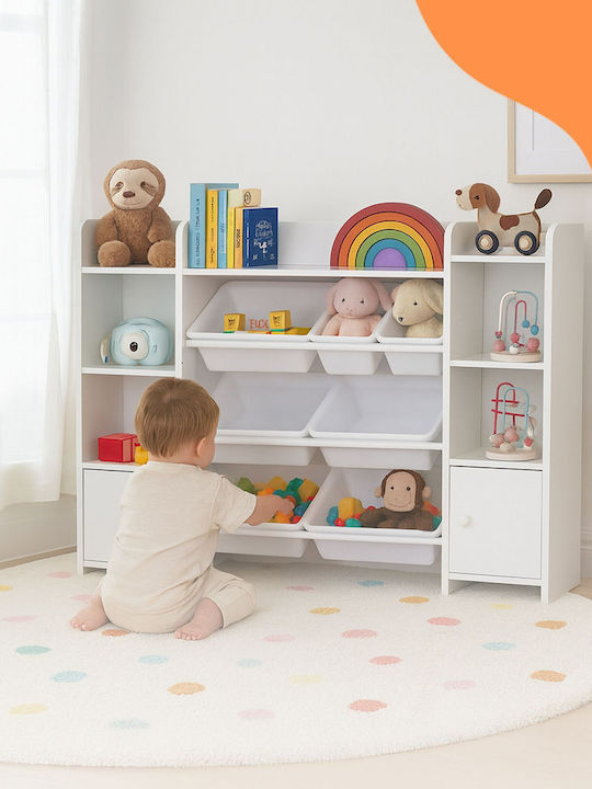 Relaxdays Система за съхранение на играчки от текстил бяла 94x139x30см