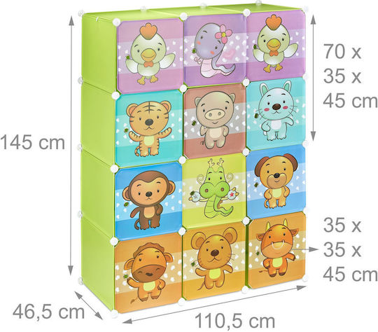 Relaxdays Sistem De Depozitare Jucării Din Plastic Multicolor 145x110.5x46.5cm