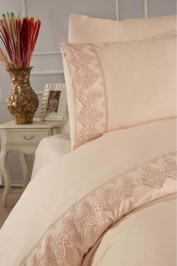 SteweHome Duvet Cover Set 200x220cm Double With 2 Pillowcases Brown