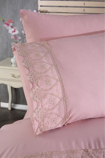 SteweHome Duvet Cover Set 200x220cm Double With 2 Pillowcases Pink