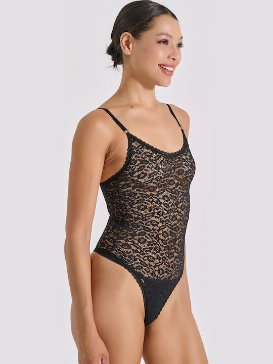 Lace Bodysuit with Straps Black 002518-black 002518-black Black