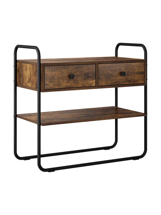 vidaXL Konsolentisch aus Holz und Metall Rauchholz Eichenholz M80xB40xH75cm