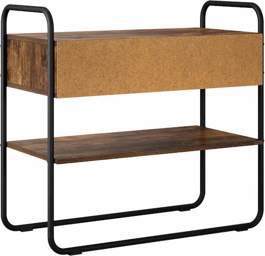 Console Table Made of Wood & Metal Smoked Oak Wood L80xW40xH75cm