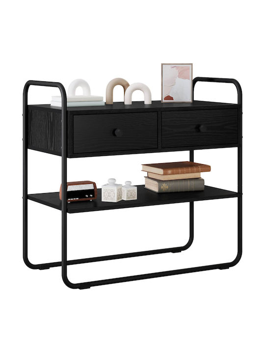 vidaXL Konsolentisch Aus Holz Und Metall Schwarz Eiche M80xB40xH75cm