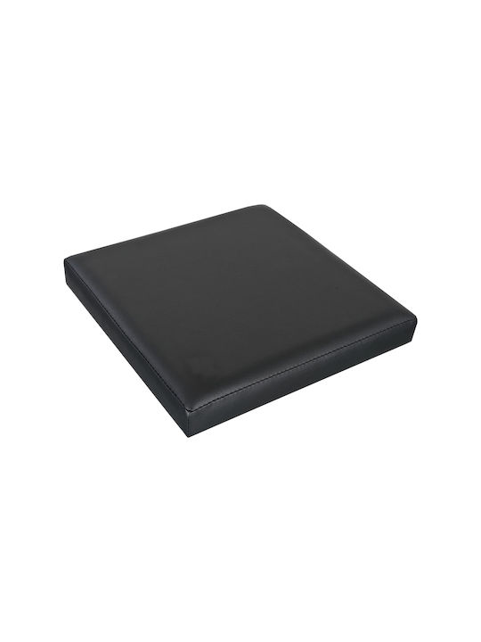 Stool For Living Room With Storage Space Upholstered with Leatherette Black 38x38x37cm