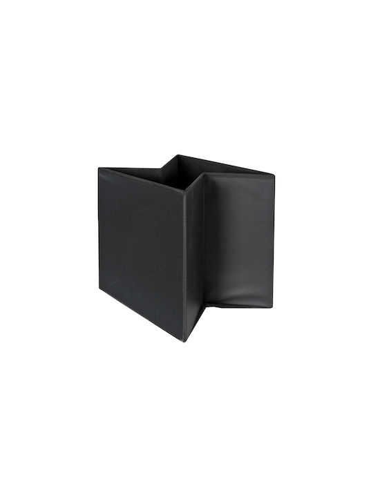 Stool For Living Room With Storage Space Upholstered with Leatherette Black 38x38x37cm