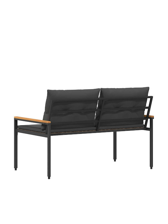 Outdoor Rattan Bench With Cushions 116x67.5x72cm