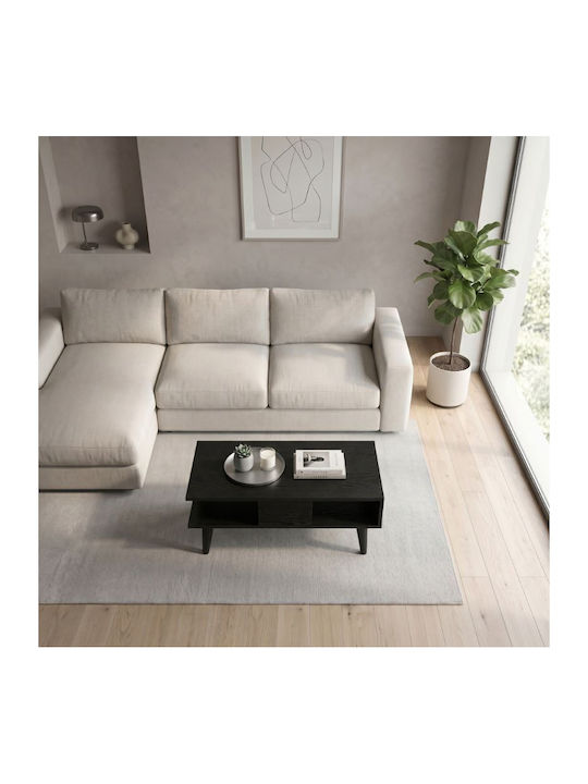 Rectangular Central Coffee Table Andros Wooden Sencron Black W90xD54xH39.6cm