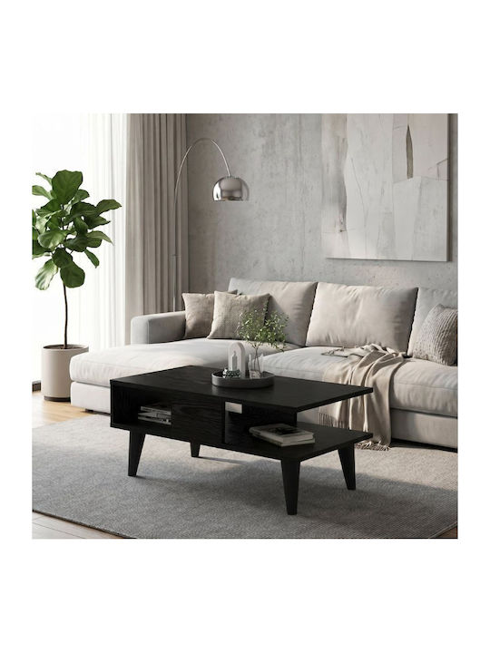 Rectangular Central Coffee Table Andros Wooden Sencron Black W90xD54xH39.6cm