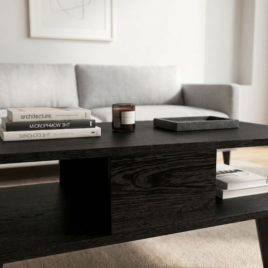 Rectangular Central Coffee Table Andros Wooden Sencron Black W90xD54xH39.6cm