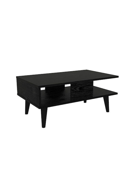 Rectangular Central Coffee Table Andros Wooden Sencron Black W90xD54xH39.6cm