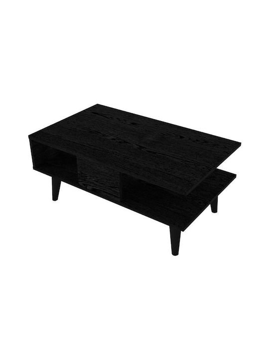 Rectangular Central Coffee Table Andros Wooden Sencron Black W90xD54xH39.6cm