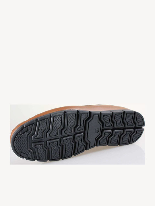 Leather Men's Loafers In Tabac Brown Colour