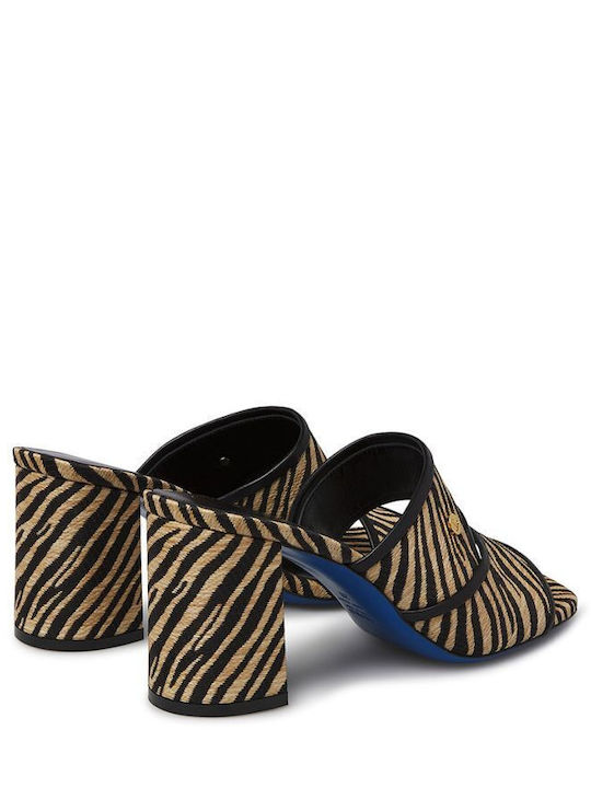Leather Mules With Heel In Brown Colour