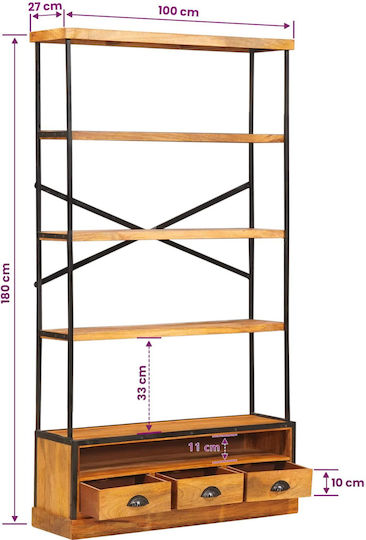 Βιβλιοθήκη Φυσικό 100x30x180εκ.