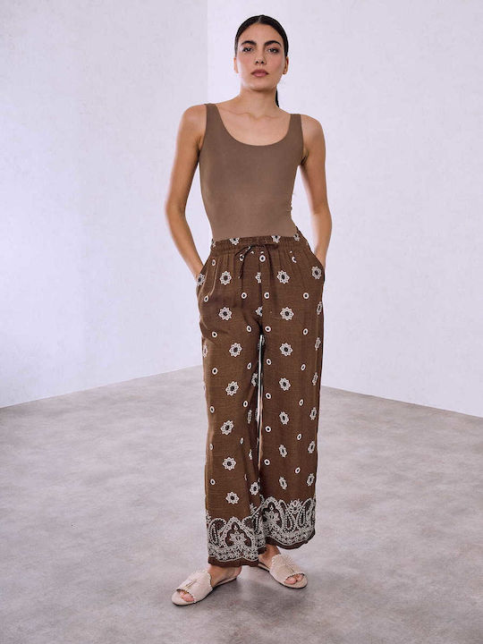Celestino Damenhose Imprägniert Viskose Loose Fit Braun