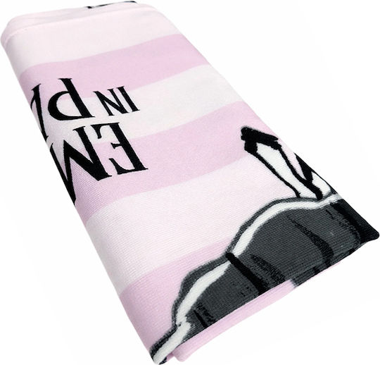 Kids Beach Towel Solart 4969 Emily In Paris Microfiber + Case 70x150 Cm Pink 4969