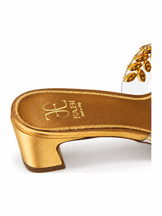 Flat Σατέν Mules σε Χρυσό Χρώμα