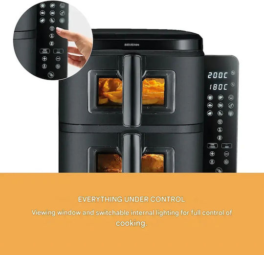 Severin Duo Stack Heißluftfritteusen mit Wi-Fi & Doppelter Abnehmbarer Behälter 5,5 l Schwarz