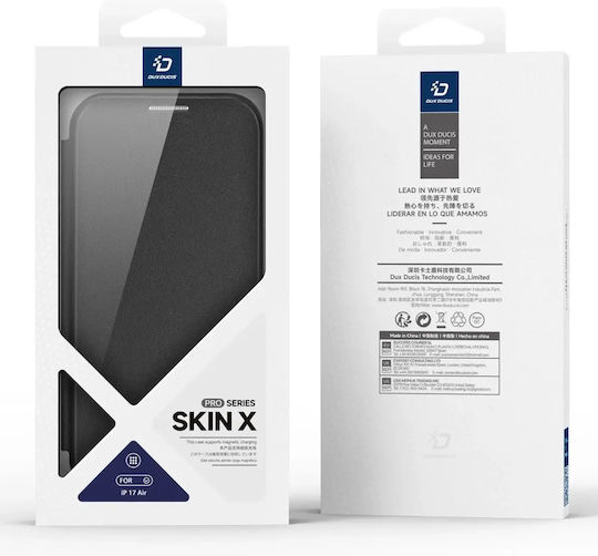 Dux Ducis Skin X Pro Калъф Iphone 17 Air Портмоне Magsafe Съвместим Черен