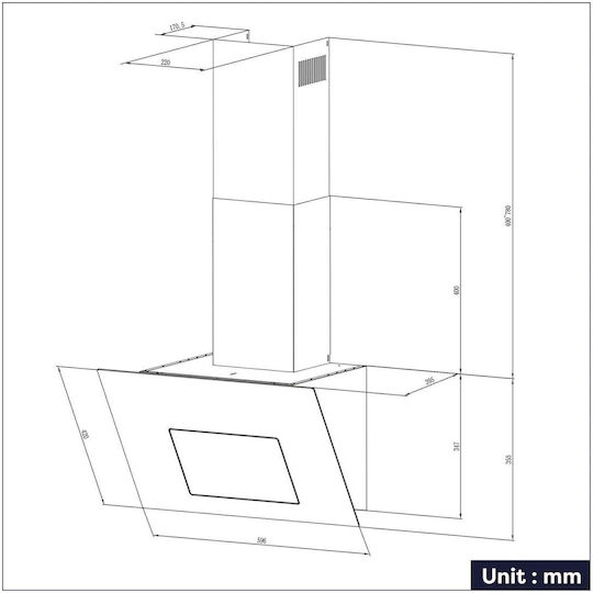 Ciarra Chimney Vent Hood 60cm Gray with Wi-Fi
