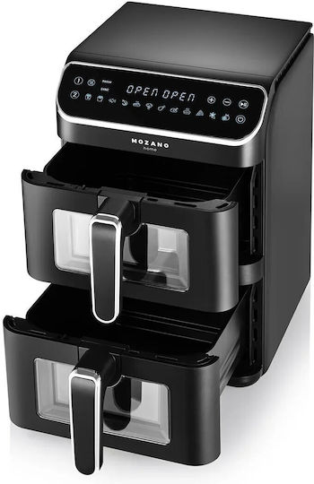Mozano Home Air Fryer με Διπλό Αποσπώμενο Κάδο 11lt Μαύρο