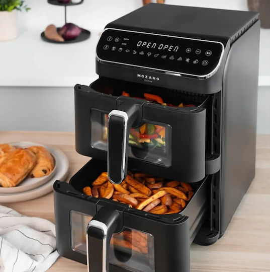 Mozano Home Air Fryer με Διπλό Αποσπώμενο Κάδο 11lt Μαύρο