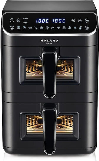 Mozano Home Air Fryer με Διπλό Αποσπώμενο Κάδο 11lt Μαύρο