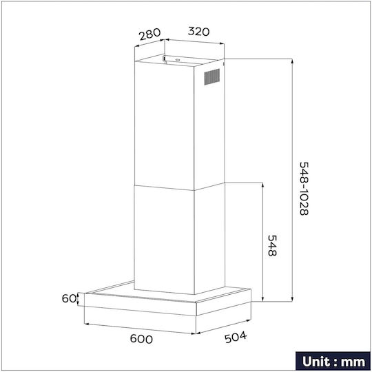 Ciarra Απορροφητήρας Καμινάδα 60cm Μαύρος