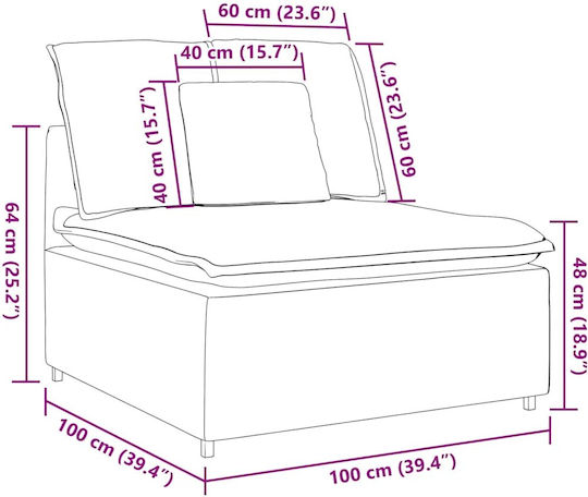 Doppelsitzer Samt Blau 100x100x64cm
