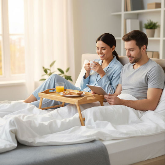 Relaxdays Bambus Bett-Tablett 24x60x30cm
