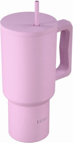 Estia Straw Tumbler Xl Save The Aegean Ανακυκλώσιμο Handled Tumbler Θερμός Ανοξείδωτο BPA Free 900ml Lavender με Καλαμάκι και Λαβή