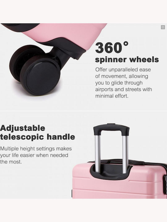 Miss Lulu Cabin Hard Travel Suitcase Pink Height 55cm