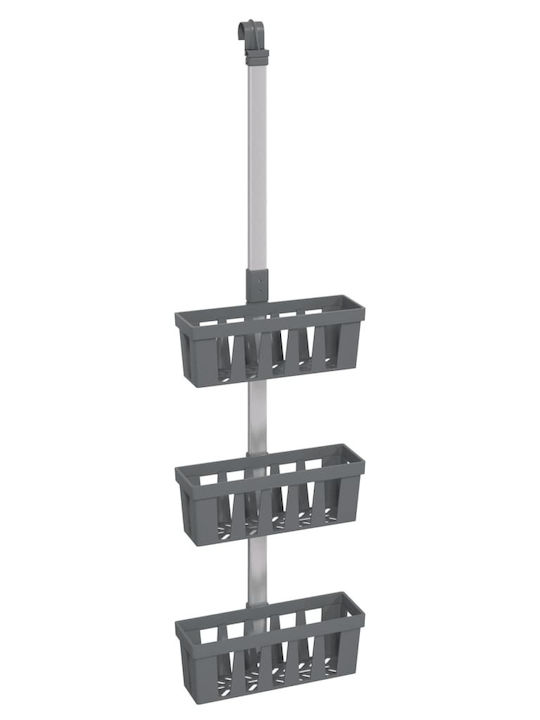 vidaXL Επιτοίχια Ραφιέρα Μπάνιου Μεταλλική 30x15x67cm Ασημί
