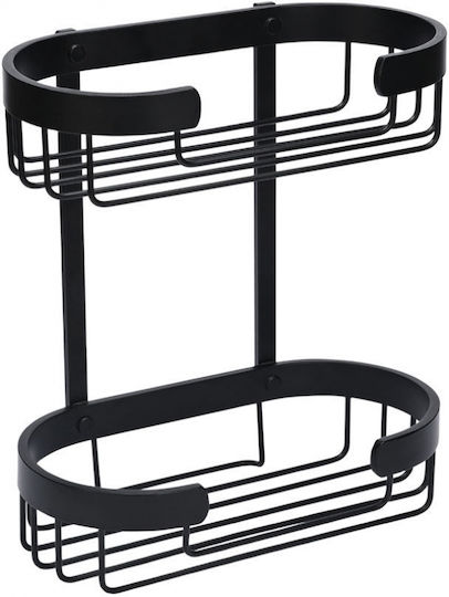 Estia Montat pe perete Raft Baie Metal cu 2 Rafturi 25x13x28.5cm Neagră Estia Montat pe perete Raft Baie Metal cu 2 Rafturi 25x13x28.5cm Neagră