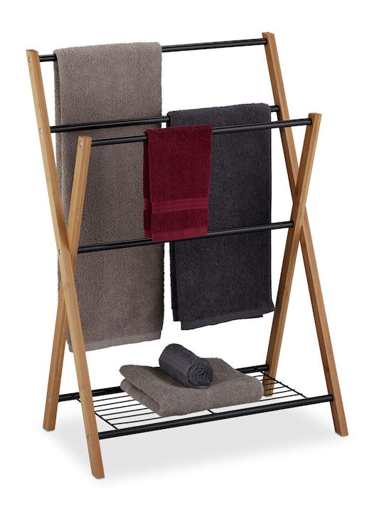 Relaxdays Floor Bathroom Shelf Bamboo 87x37.5x37.5cm Black