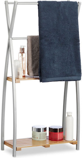 Relaxdays Boden Badezimmerregal Bamboo 93x46x20cm Gray