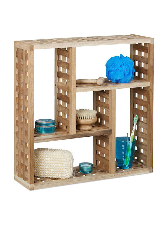 Relaxdays Rafturi de baie Raft Baie Lemn 50x50x15cm Maro