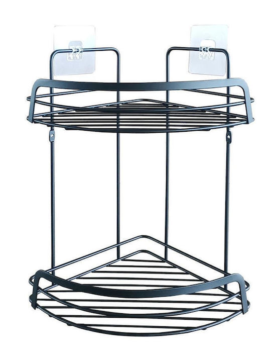 Atmosphera Corner Wall Mounted Bathroom Shelf Metallic 22.8x29.8x34cm