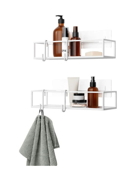 Umbra Cubiko Wall Mounted Bathroom Shelf Metallic 32x12x6cm White