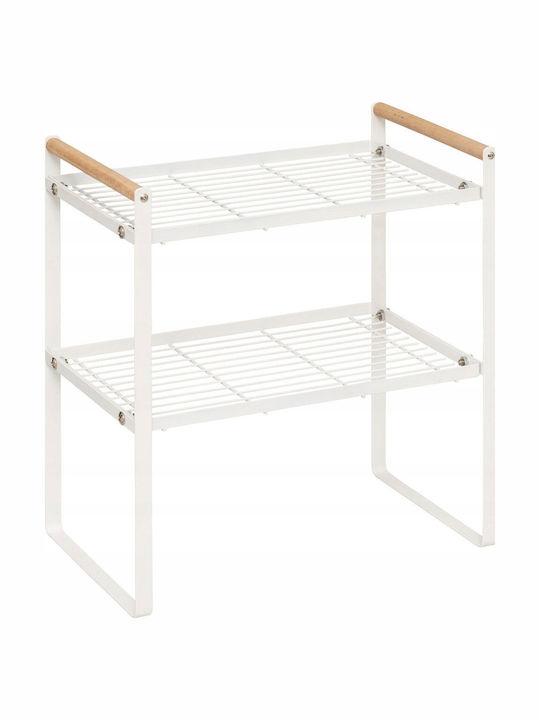 5Five Floor Bathroom Shelf Metallic with 2 Shelves 33x21x37.5cm White