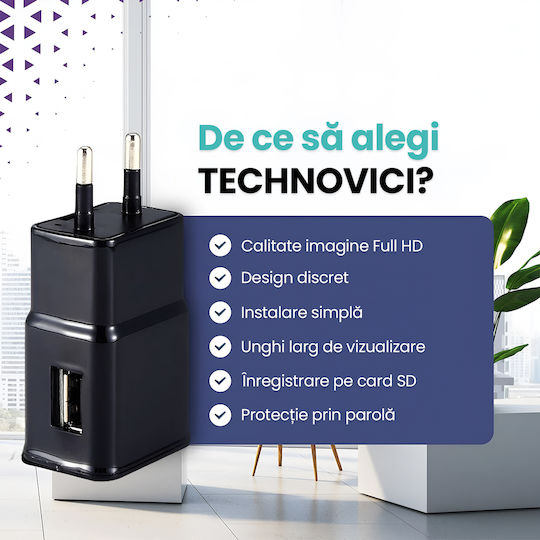 Cameră Spion Ascunsă În Încărcător Usb Wifi Card 16gb Full Hd 1080p Detectare Mișcare Aplicație Hdlivecam Vizualizare Live Înregistrare În Buclă Design Discret