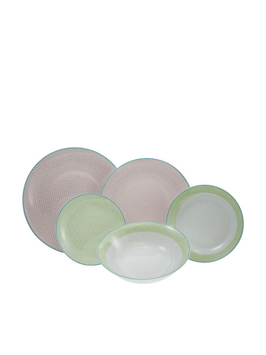 Cryspo Trio Siena Multicolour Porcelain Dinnerware Set 25.945.40 20pcs