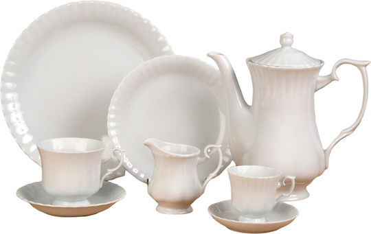 Cryspo Trio Ivona White Ceramic Dinnerware Set 36.000.40 20pcs