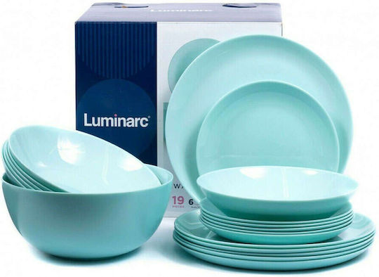 Luminarc Σερβίτσιο Πιάτων από Πορσελάνη Μπλε 19τμχ
